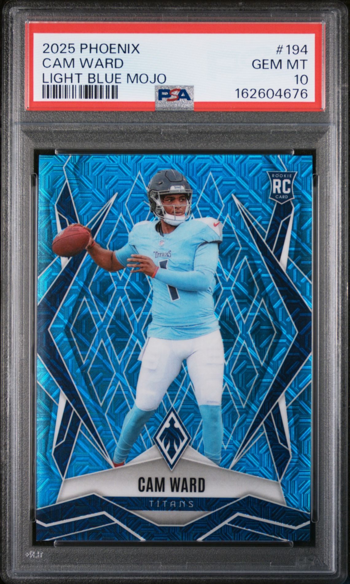 2025 Panini Phoenix Cam Ward #194 (Light Blue Mojo) Gem Mt 10 front view - PSA graded GEM MT 10