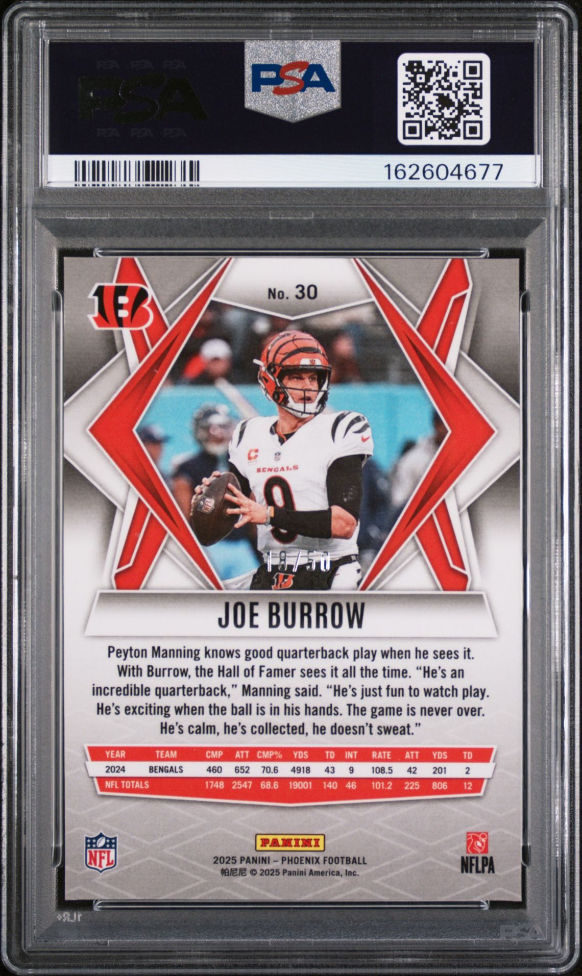 2025 Panini Phoenix Joe Burrow #30 (Teal Mojo) Mint 9 back