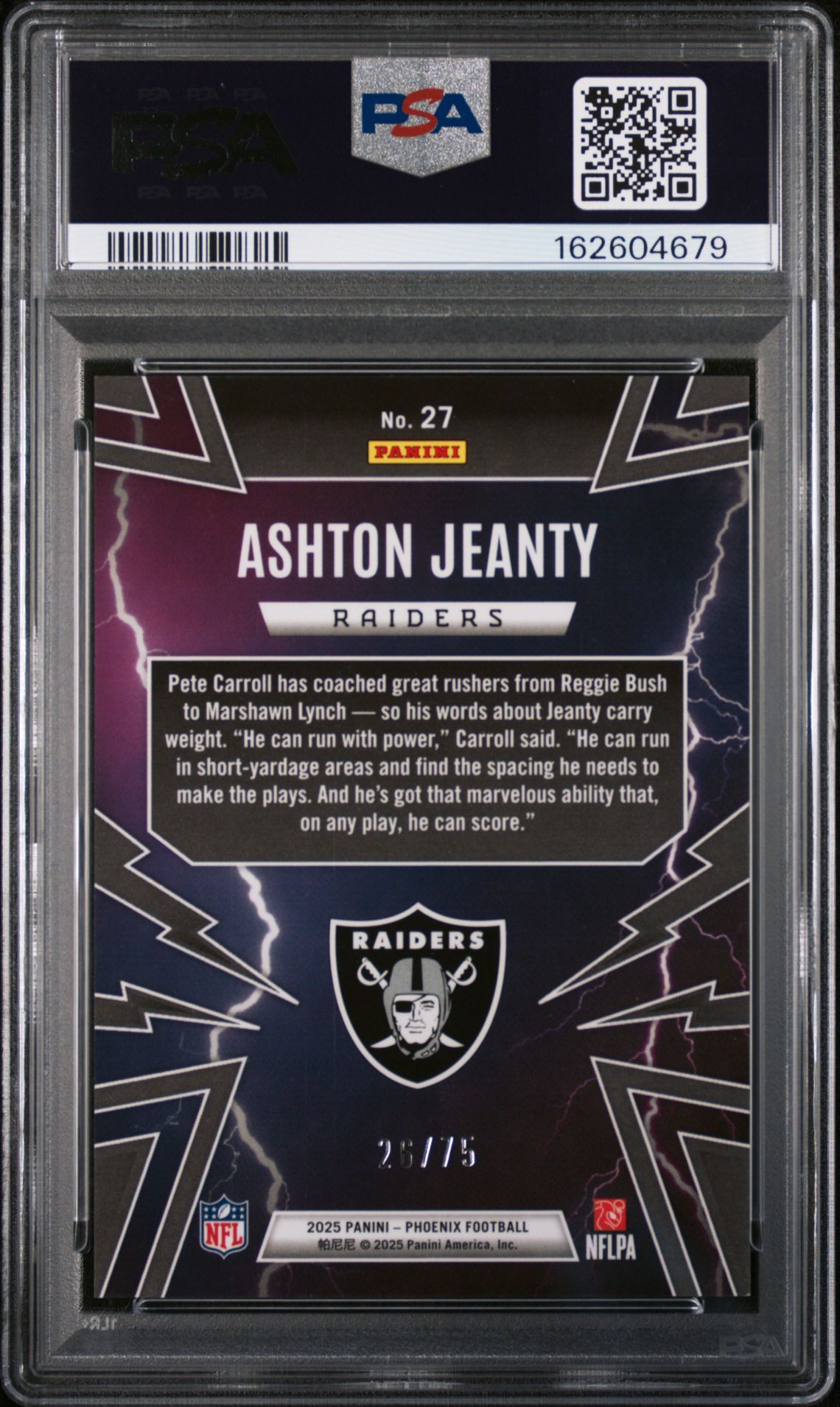 2025 Panini Phoenix Thunderbirds Ashton Jeanty #27 (Thunderbirds-Silver Mojo) Nm-Mt 8 back