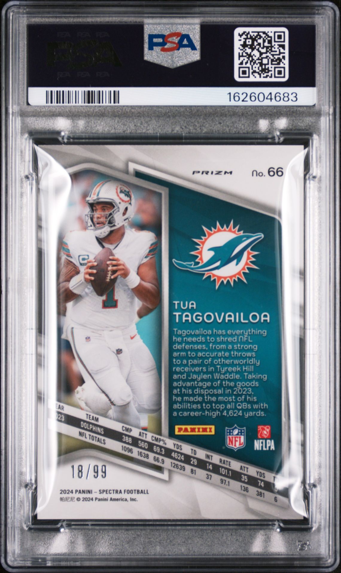 2024 Panini Spectra Tua Tagovailoa #66 (Celestial) Gem Mt 10 back