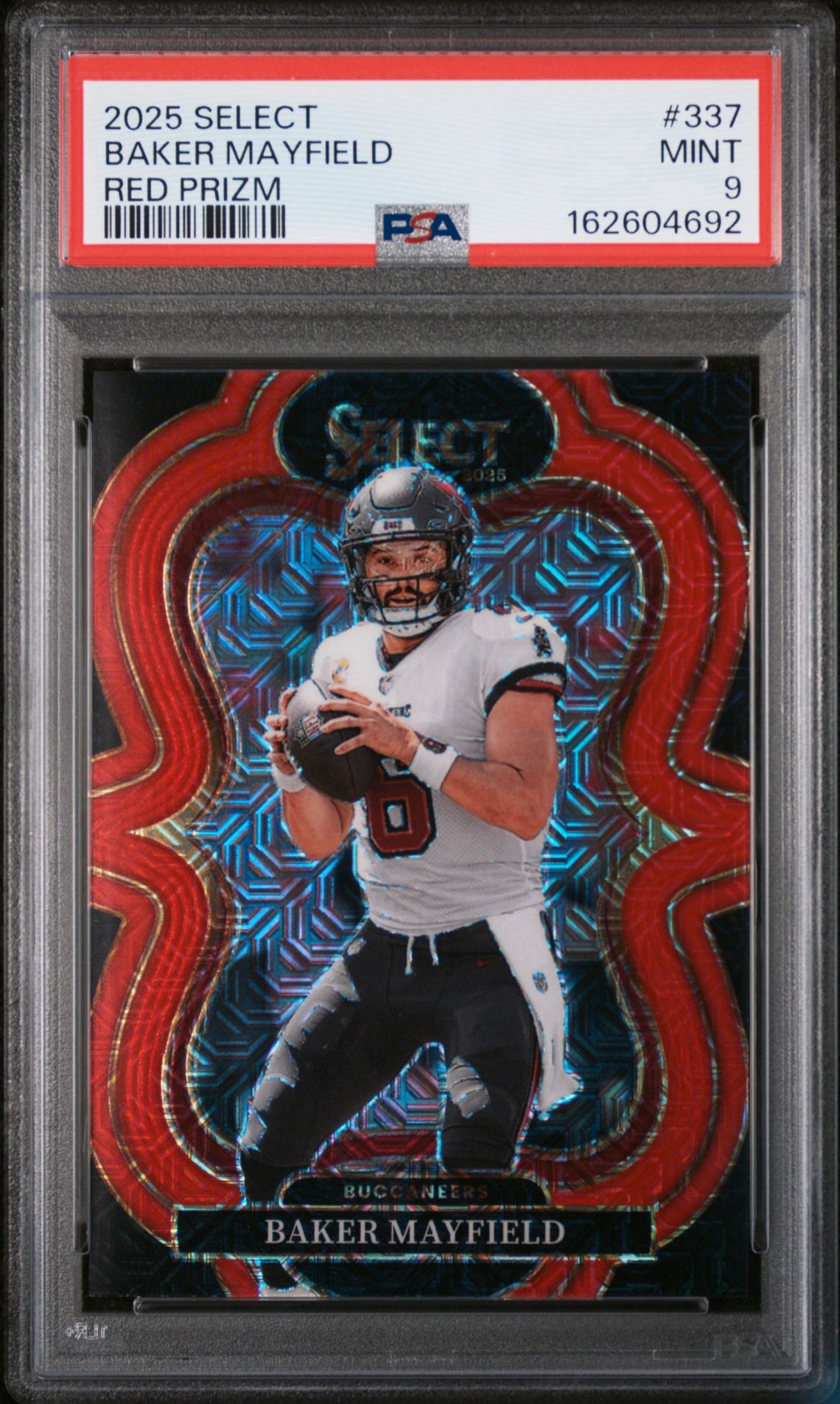 2025 Panini Select Baker Mayfield #337 (Red Prizm) Mint 9 front