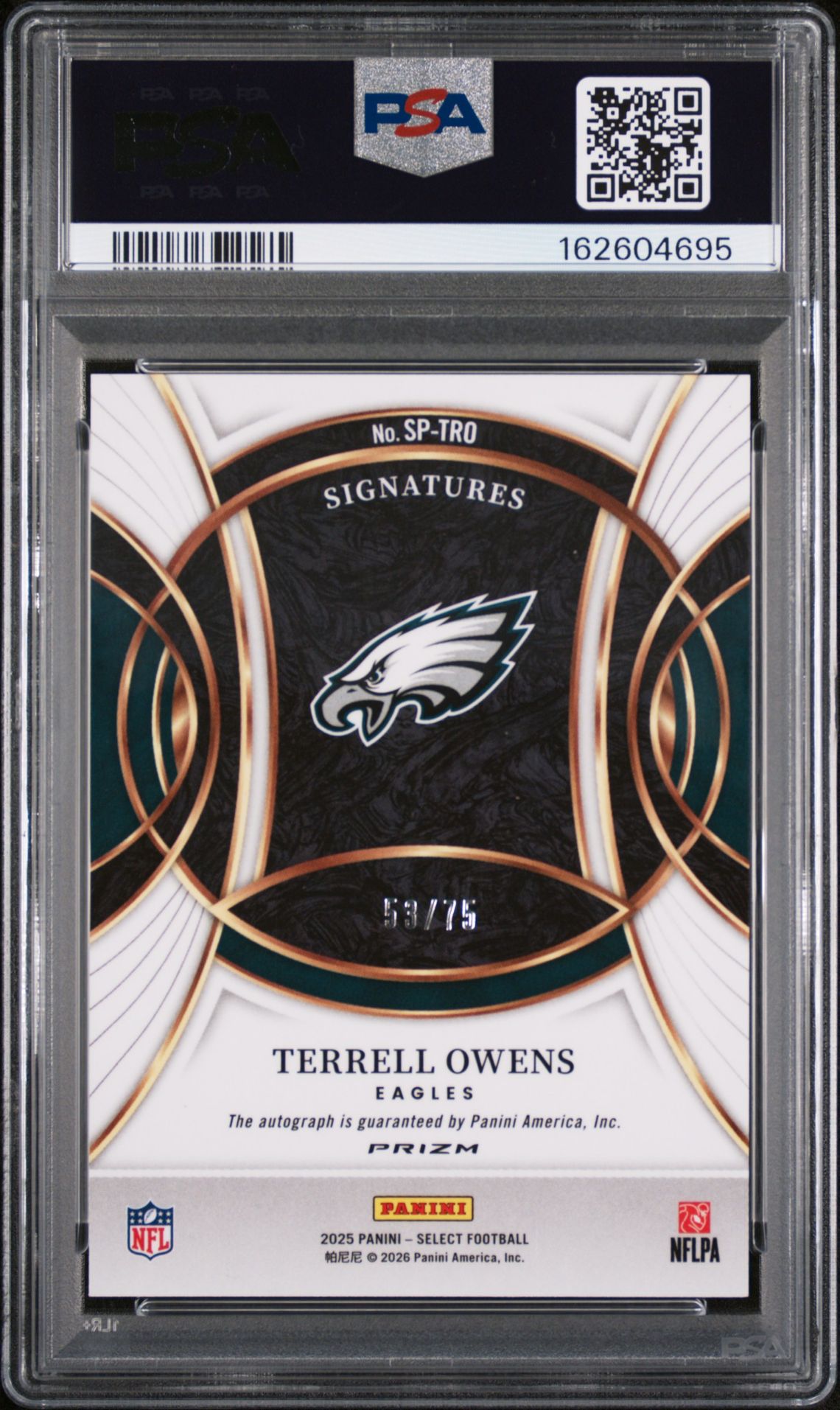 2025 Panini Select Signatures Terrell Owens #Sp-Tro (Signatures-Maroon Prizm) Mint 9 back