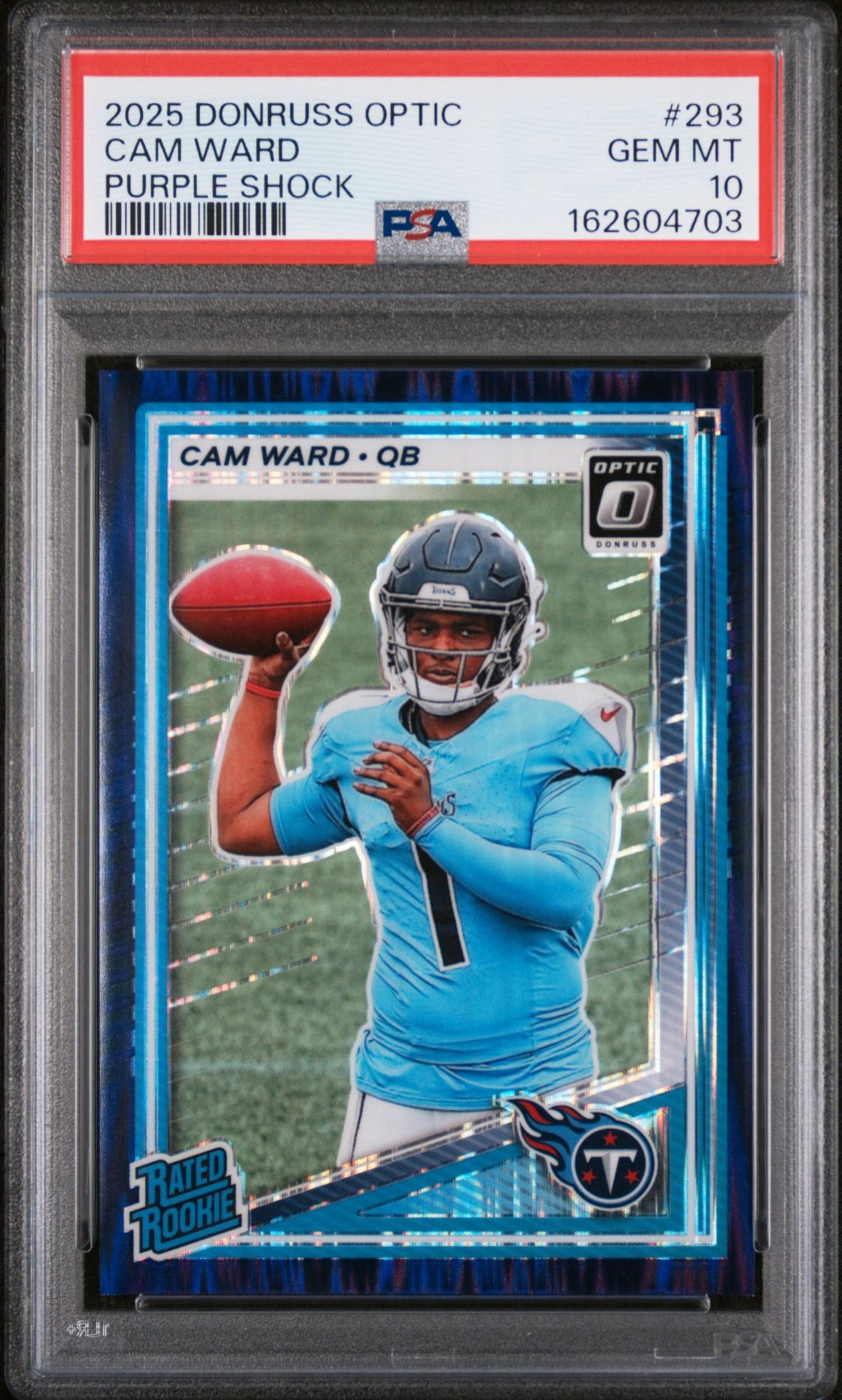 2025 Panini Donruss Optic Cam Ward #293 (Purple Shock) Gem Mt 10 front view - PSA graded GEM MT 10