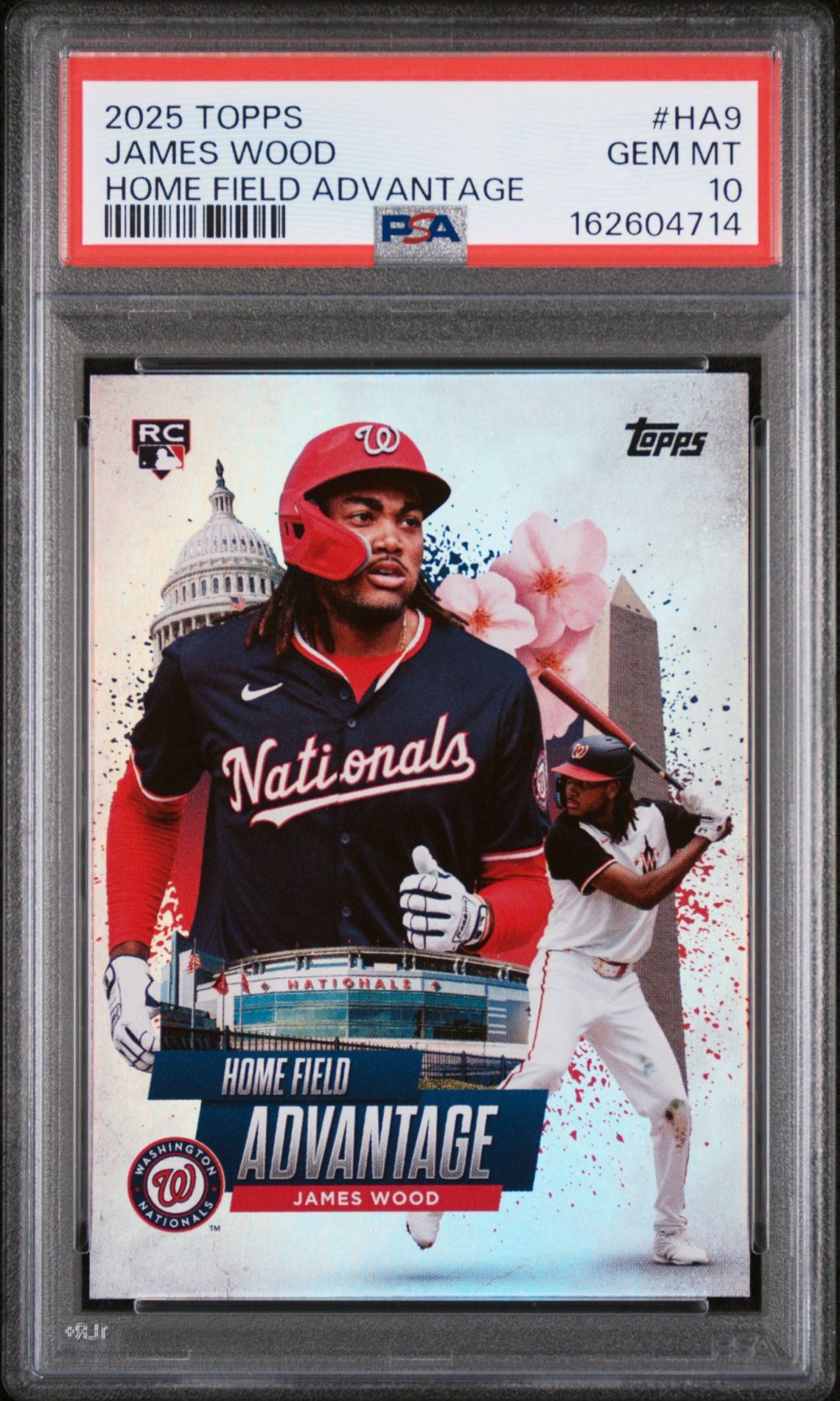 2025 Topps Home Field Advantage James Wood #Ha9 Gem Mt 10 front view - PSA graded GEM MT 10