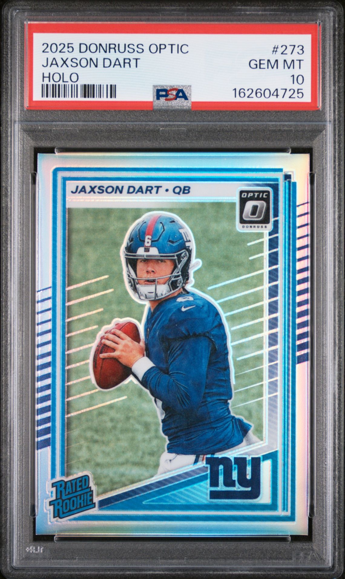 2025 Panini Donruss Optic Jaxson Dart #273 (Holo) Gem Mt 10 front