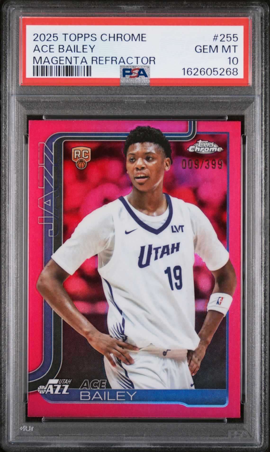 2025 Topps Chrome Ace Bailey #255 (Magenta Refractor) Gem Mt 10 front