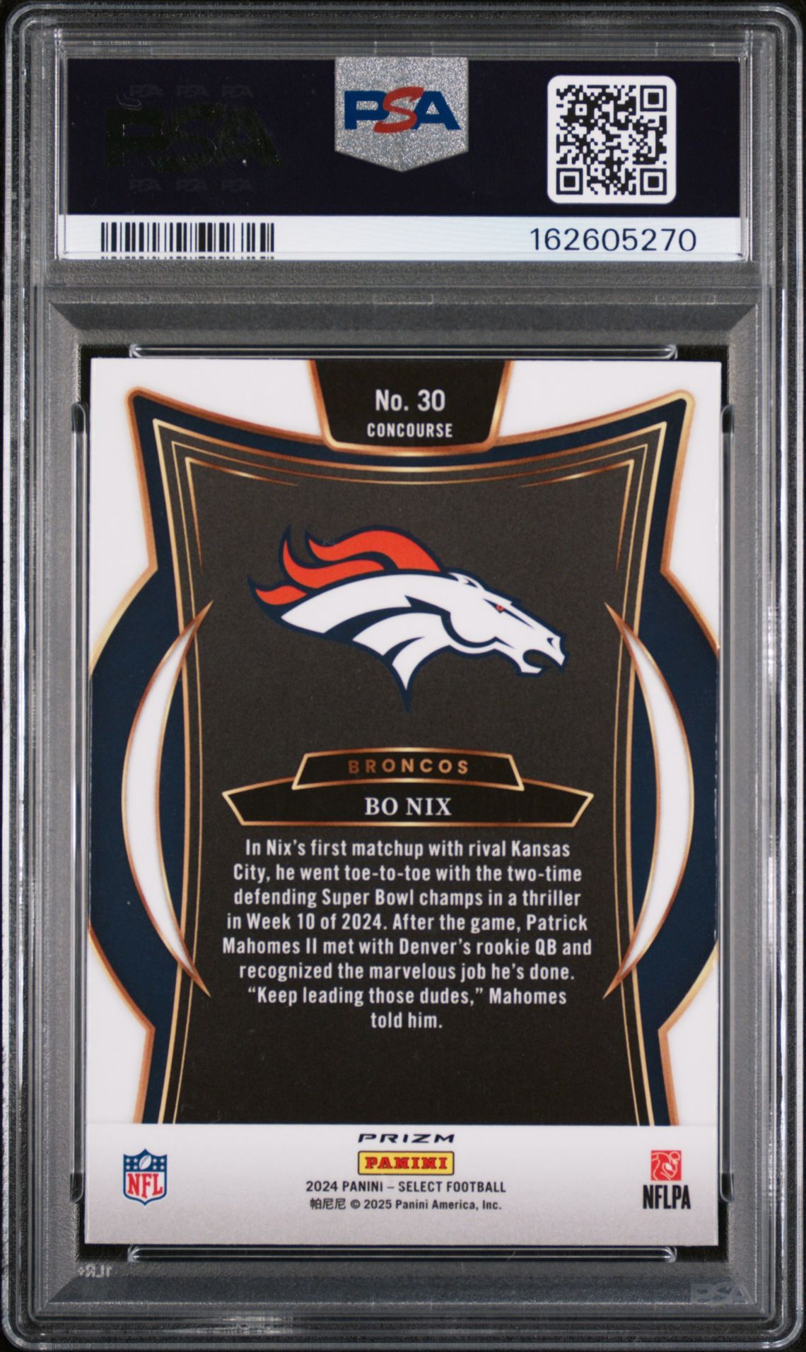 2024 Panini Select Bo Nix #30 (Black & Green Shock) Mint 9 back