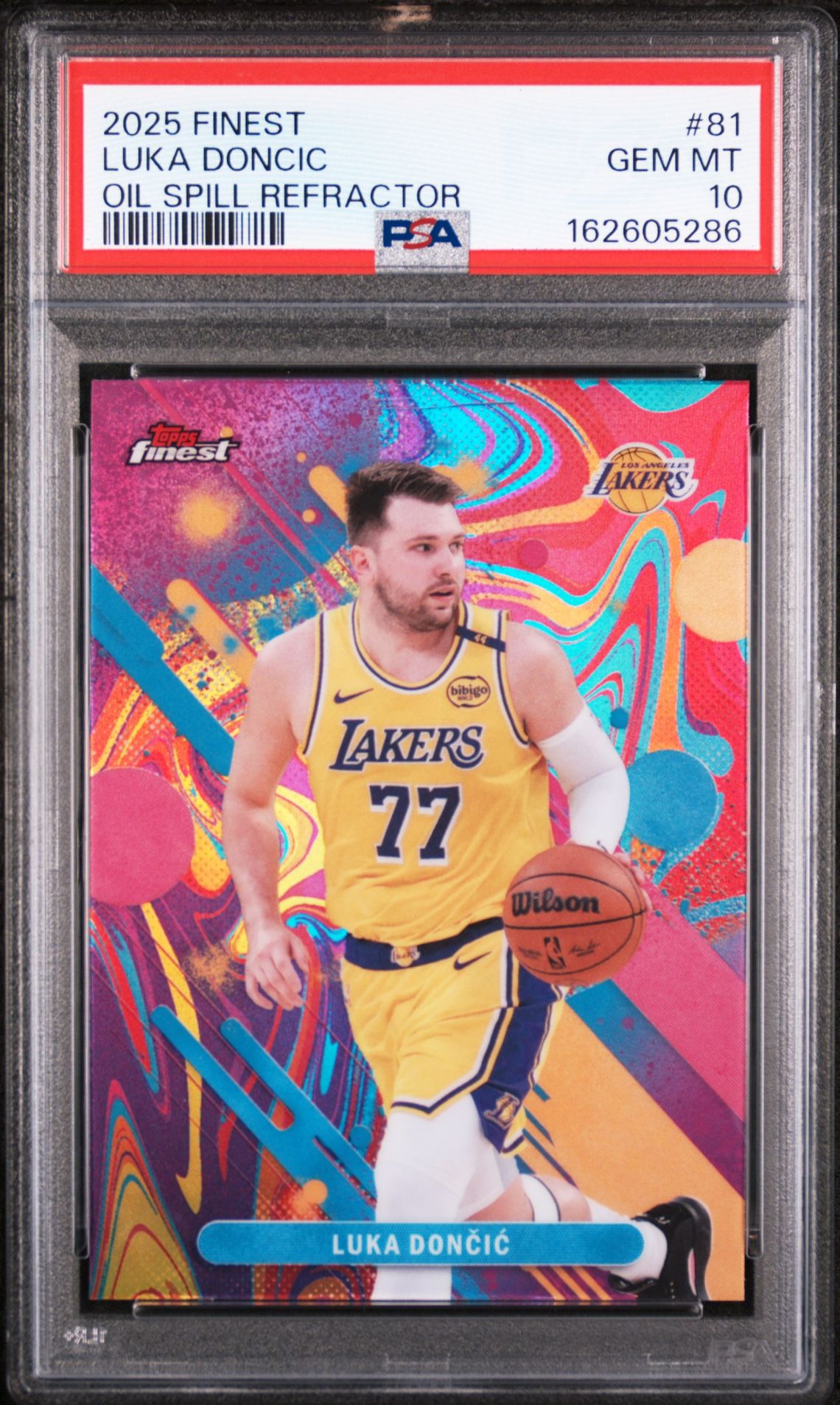 2025 Topps Finest Luka Doncic #81 (Oil Spill Refractor) Gem Mt 10 front