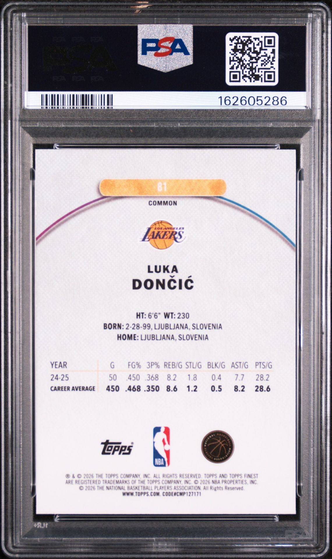 2025 Topps Finest Luka Doncic #81 (Oil Spill Refractor) Gem Mt 10 back