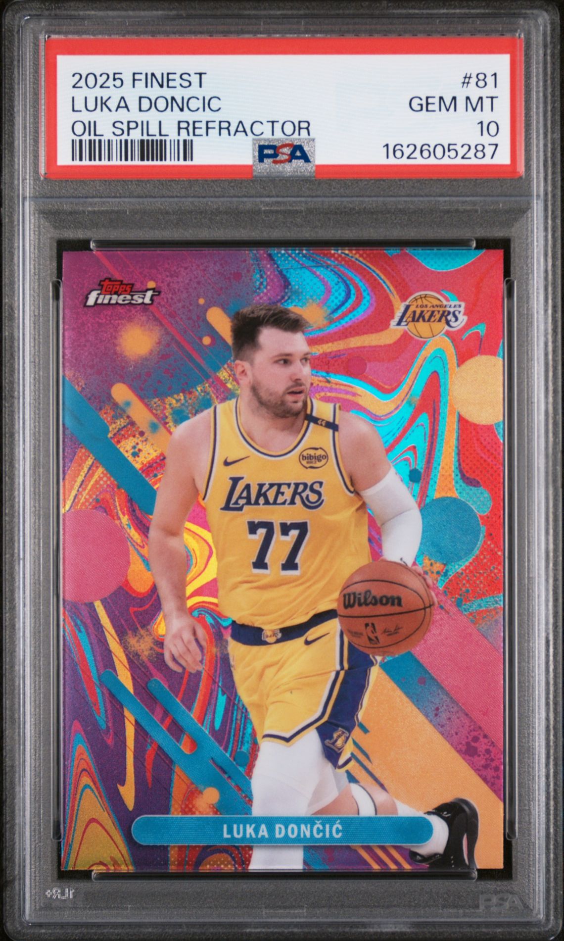 2025 Topps Finest Luka Doncic #81 (Oil Spill Refractor) Gem Mt 10 front
