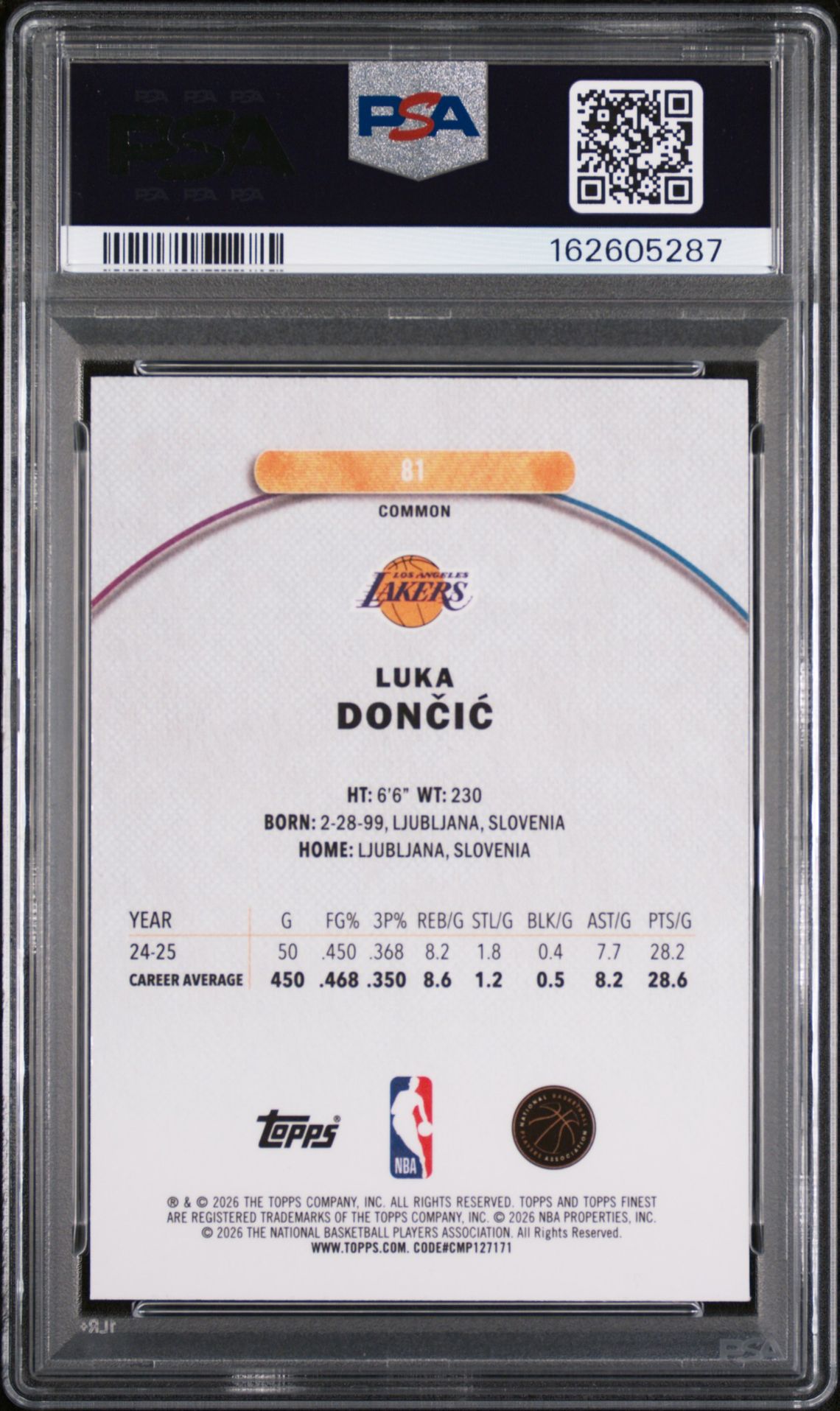 2025 Topps Finest Luka Doncic #81 (Oil Spill Refractor) Gem Mt 10 back