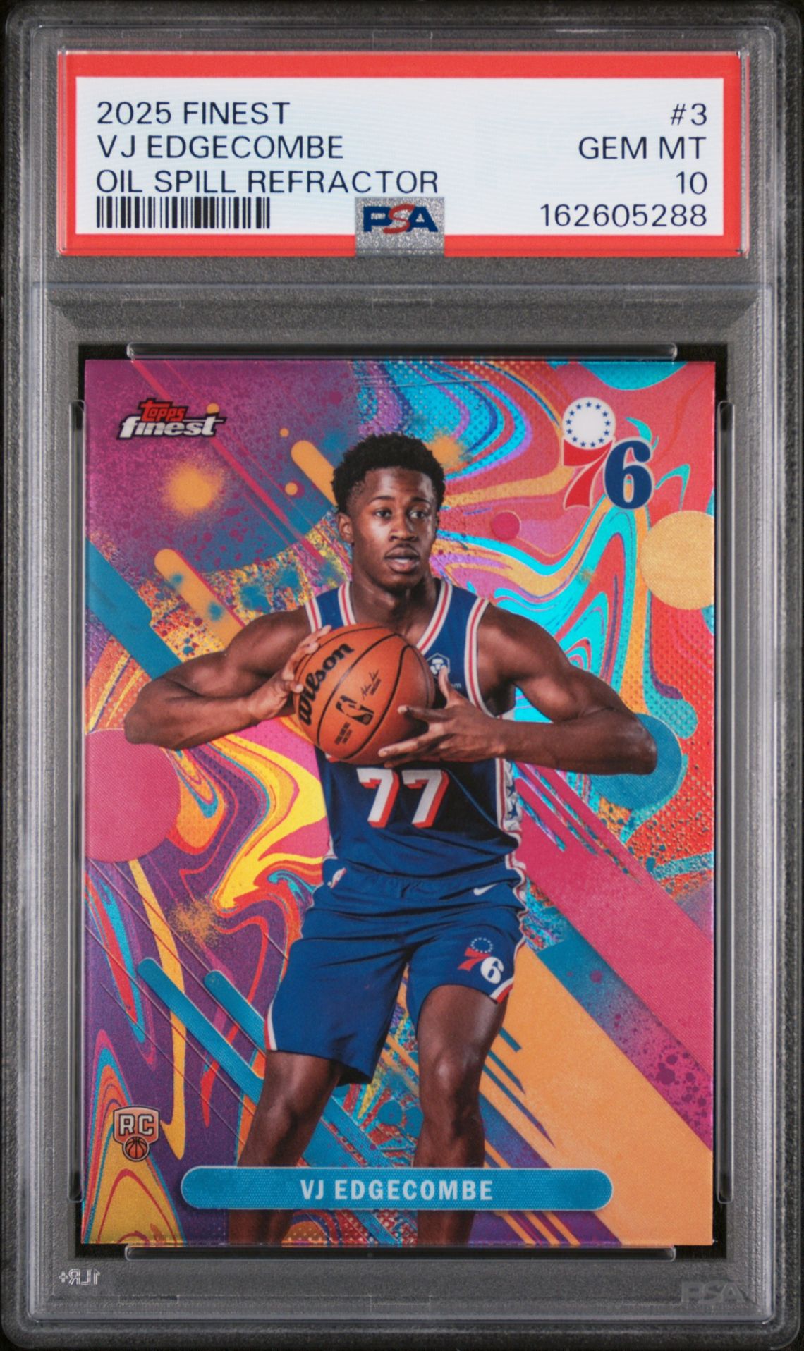 2025 Topps Finest Vj Edgecombe #3 (Oil Spill Refractor) Gem Mt 10 front