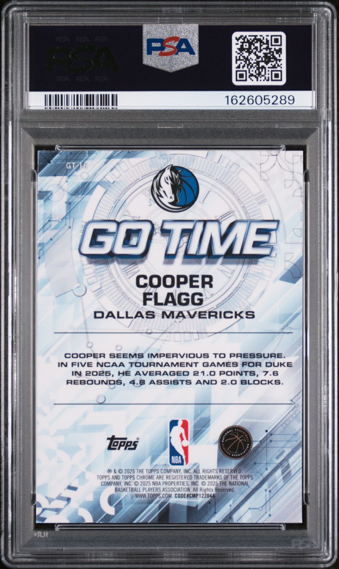 2025 Topps Chrome Go Time Cooper Flagg #Gt-16 Gem Mt 10 back