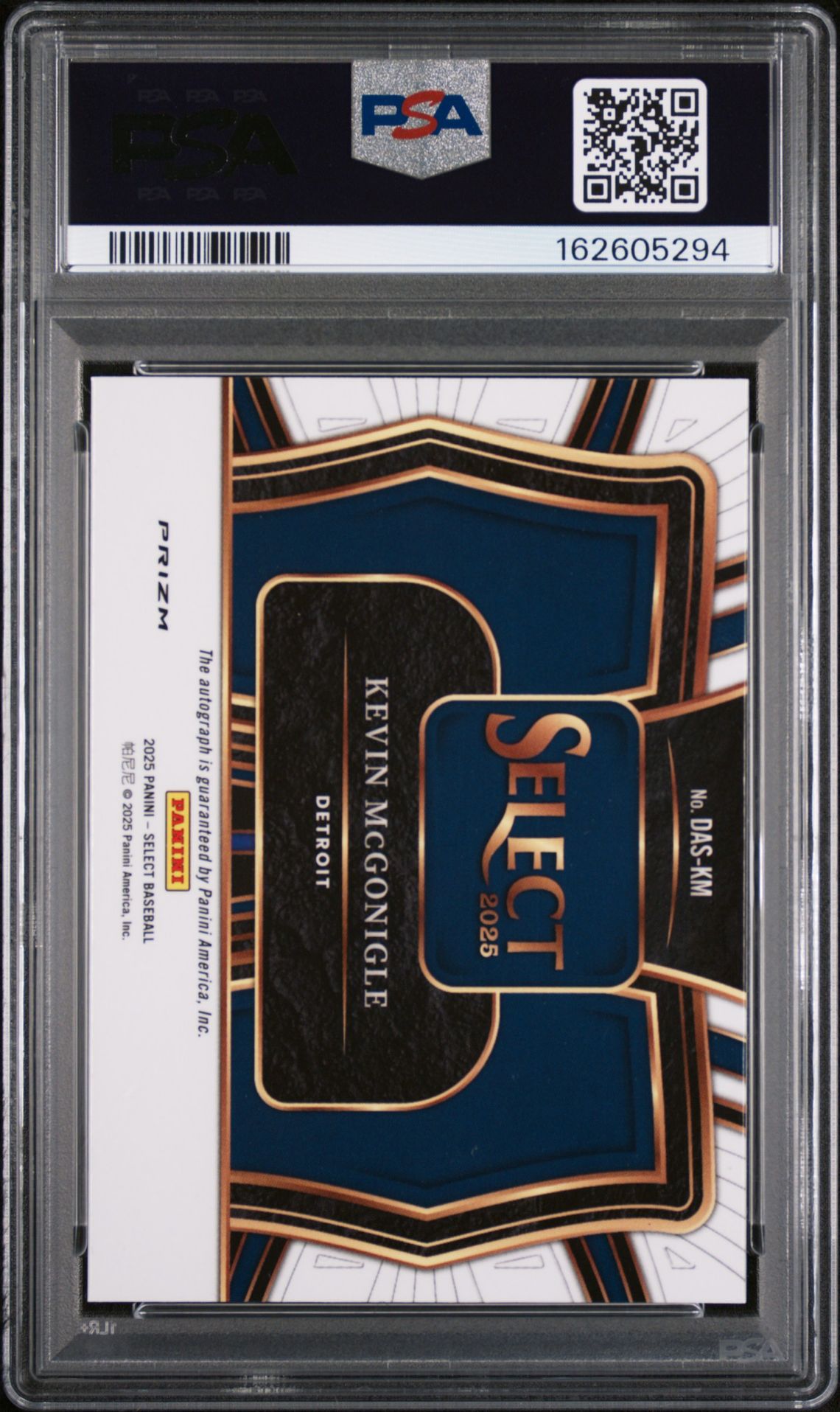 2025 Panini Select Diamond Action Signatures Kevin Mcgonigle #Das-Km Gem Mt 10 back