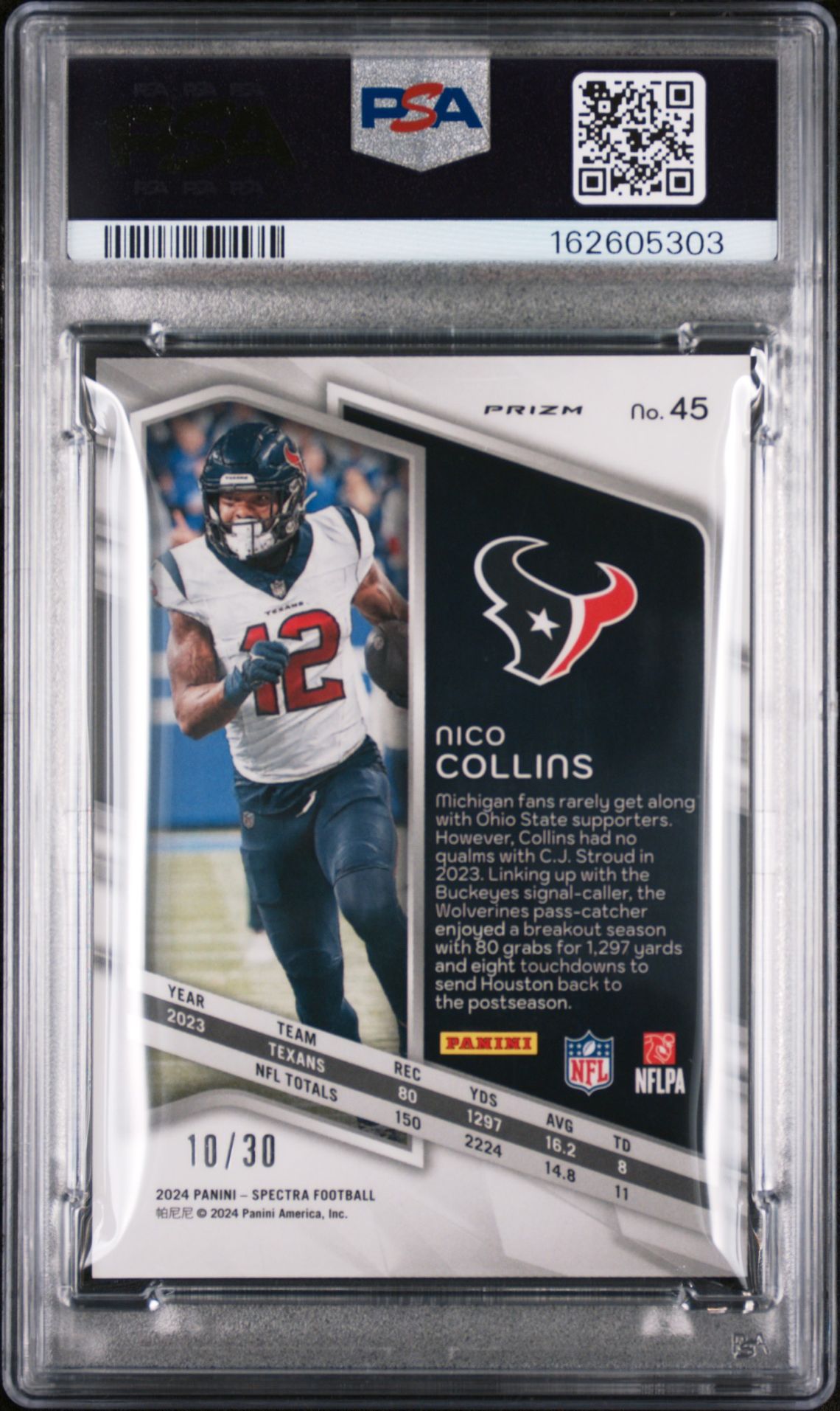 2024 Panini Spectra Nico Collins #45 (Spectris) Gem Mt 10 back