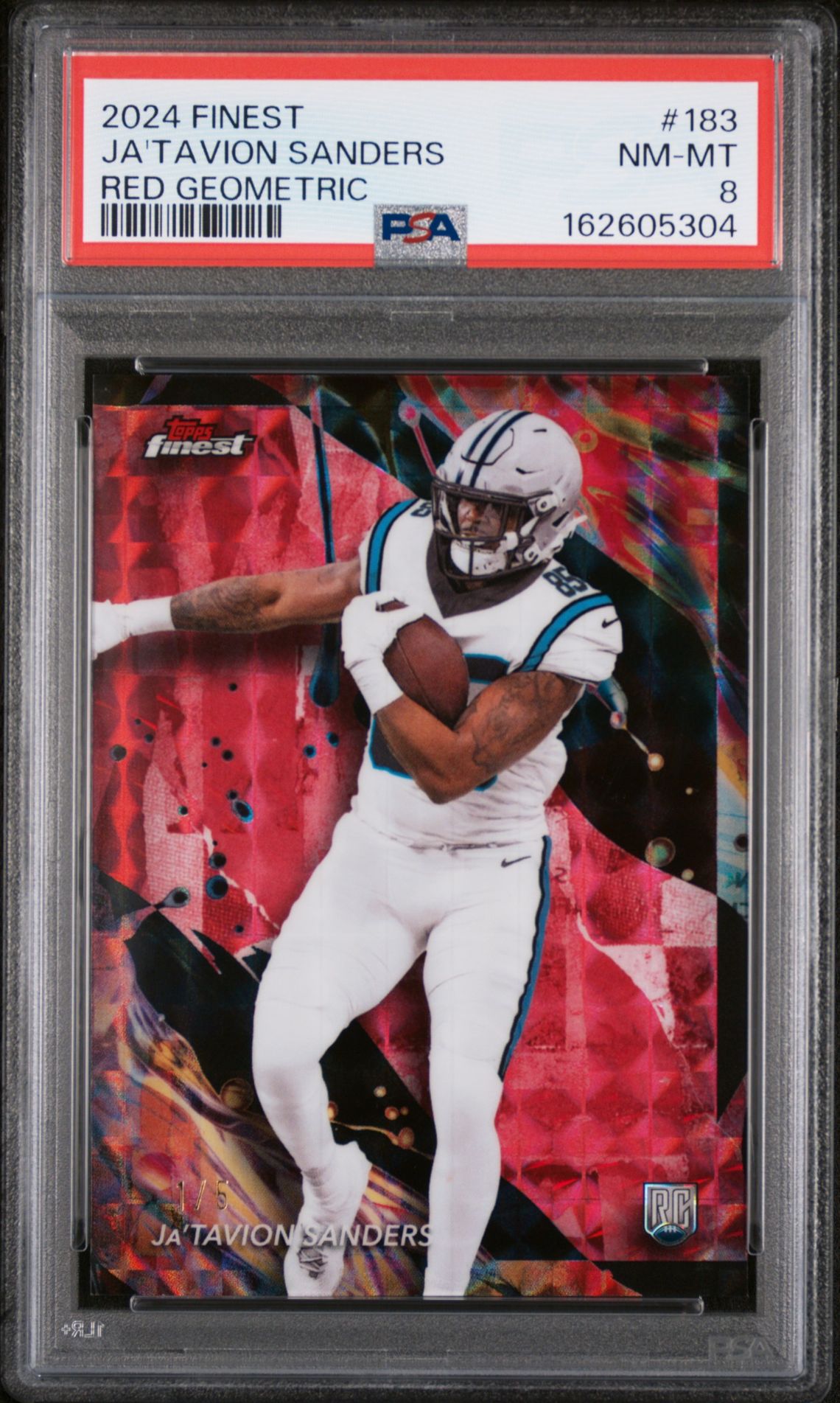 2024 Topps Finest Ja'tavion Sanders #183 (Red Geometric) Nm-Mt 8 front