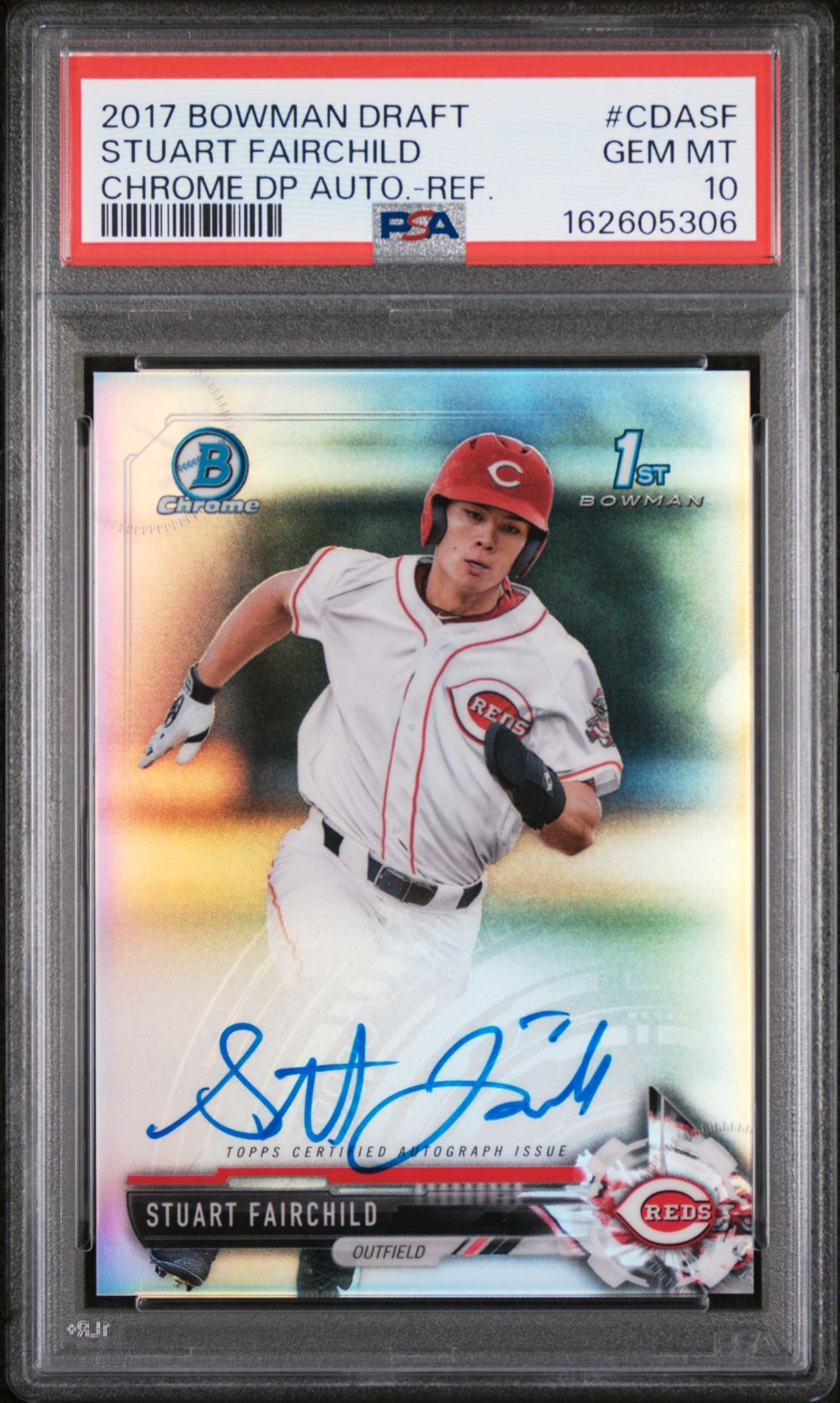 2017 Bowman Draft Chrome Draft Picks Autographs Stuart Fairchild #Cdasf (Chrome Dp Auto.-Ref.) Gem Mt 10 front view - PSA graded GEM MT 10