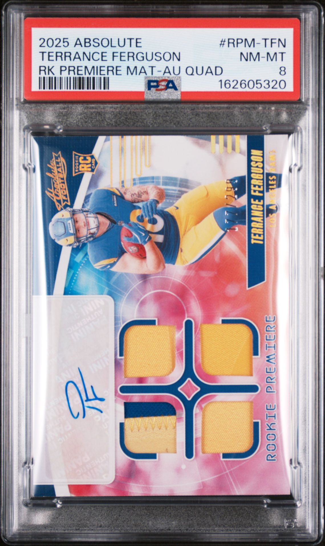 2025 Panini Absolute Rookie Premiere Materials Terrance Ferguson #Rpm-Tfn (Rk Premiere Mat-Au Quad) Nm-Mt 8 front