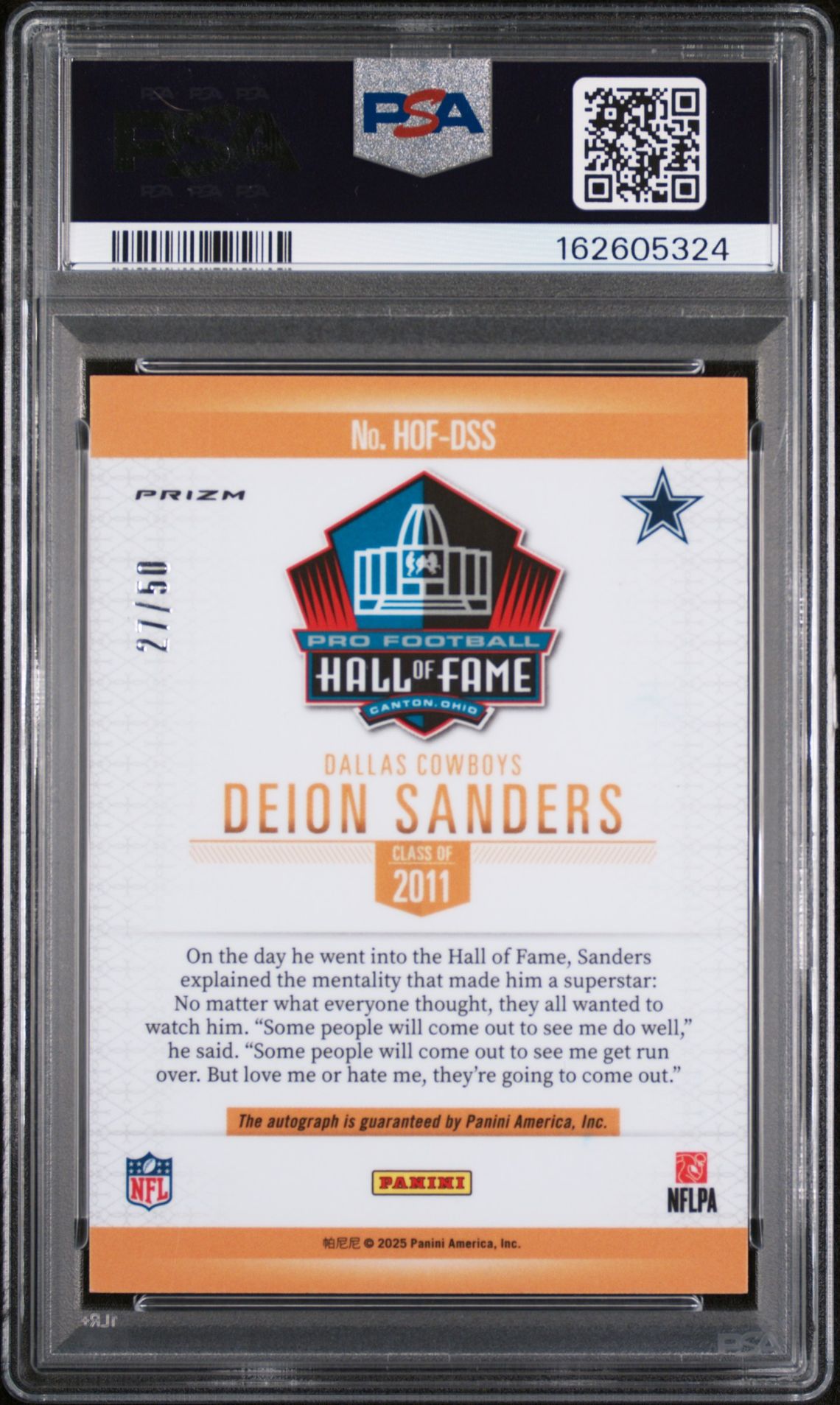 2025 Panini Select Hall Of Fame Signatures Deion Sanders #Hof-Dss (Prizm) Nm-Mt 8 back
