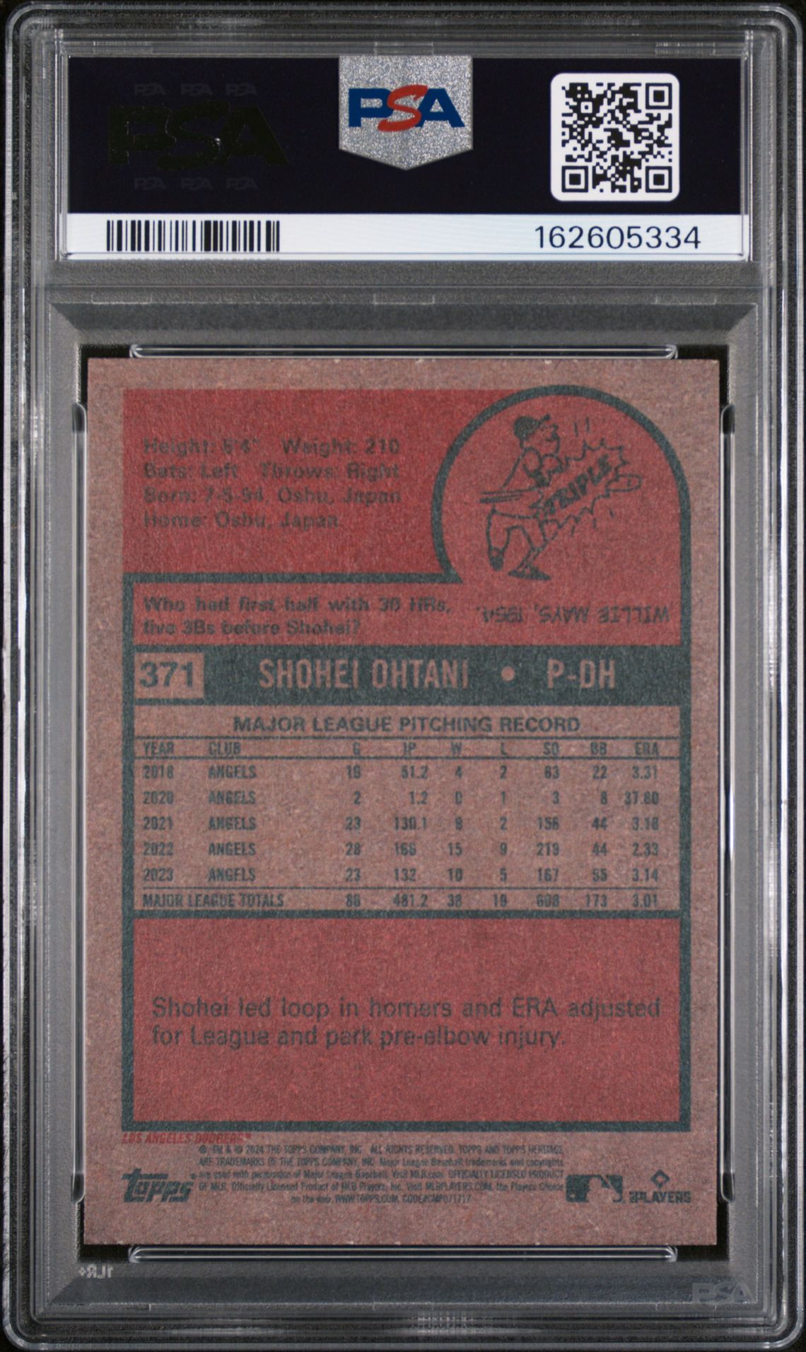 2024 Topps Heritage Shohei Ohtani #371 Mint 9 back