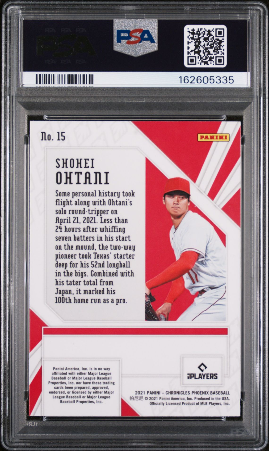 2021 Panini Chronicles Phoenix Shohei Ohtani #15 (Phoenix) Mint 9 back