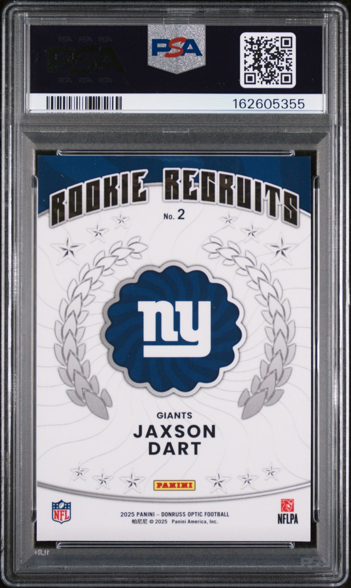 2025 Panini Donruss Optic Rookie Recruits Jaxson Dart #2 Mint 9 back