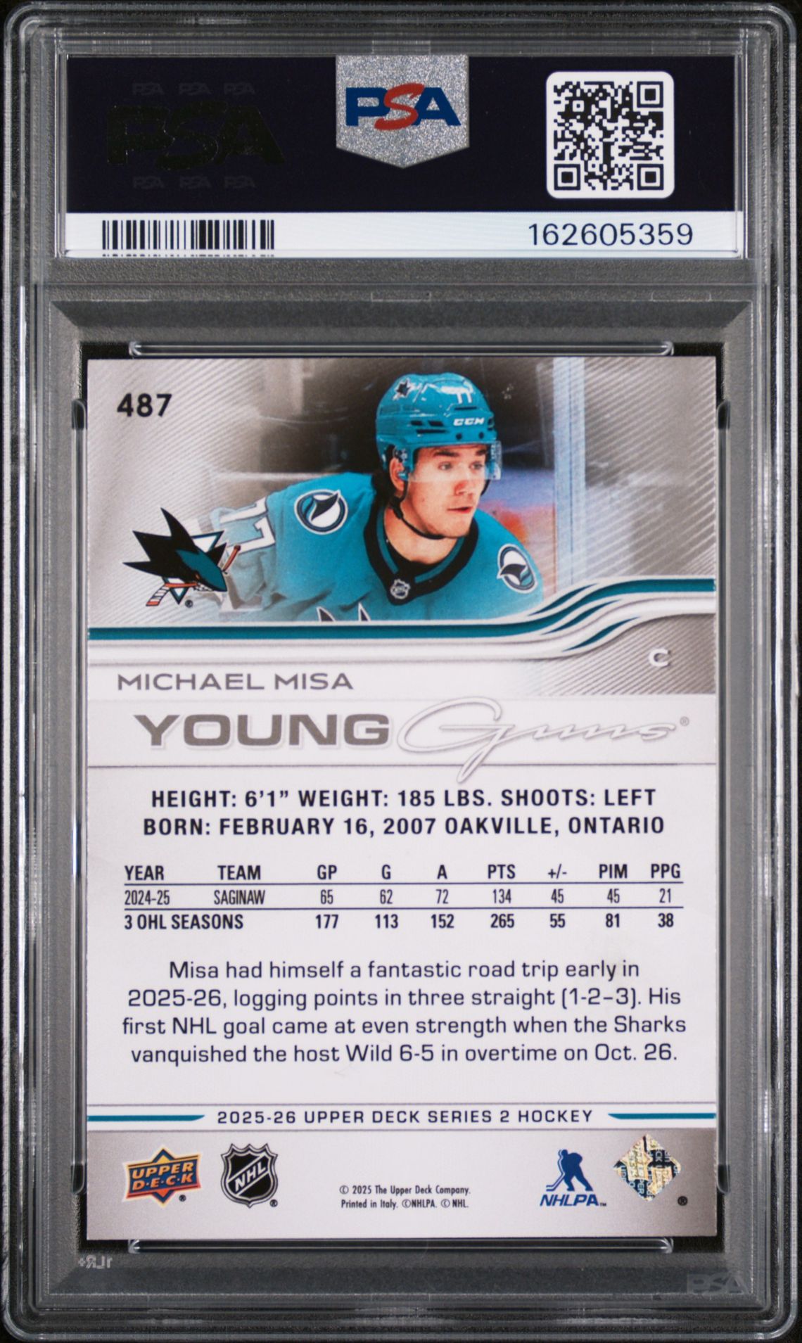 2025 Upper Deck Michael Misa #487 Nm-Mt 8 back