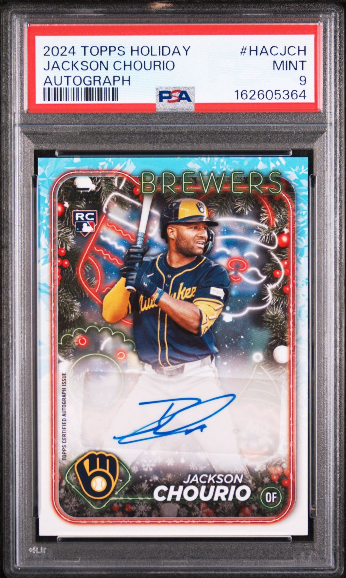 2024 Topps Holiday Autographs Jackson Chourio #Hacjch Mint 9 front