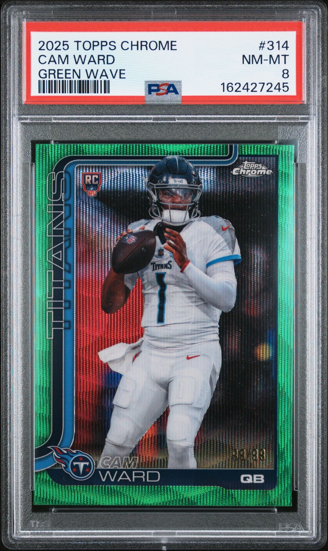 2025 Topps Chrome Cam Ward #314 (Green Wave) Nm-Mt 8 front