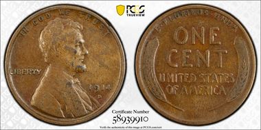 1914-D 1C VF25BN