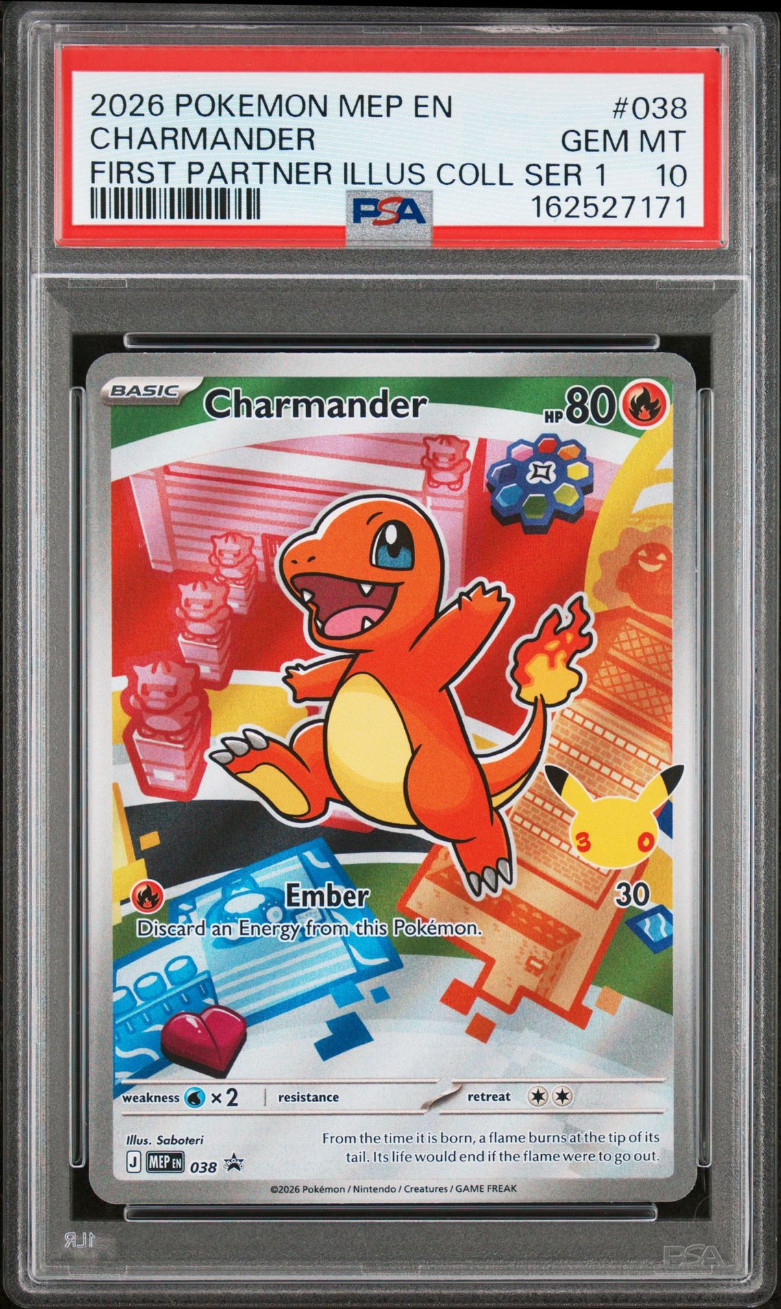 2026 Pokemon Mep En-Me Black Star Promo Charmander #038 (First Partner Illus Coll Ser 1) Gem Mt 10 front