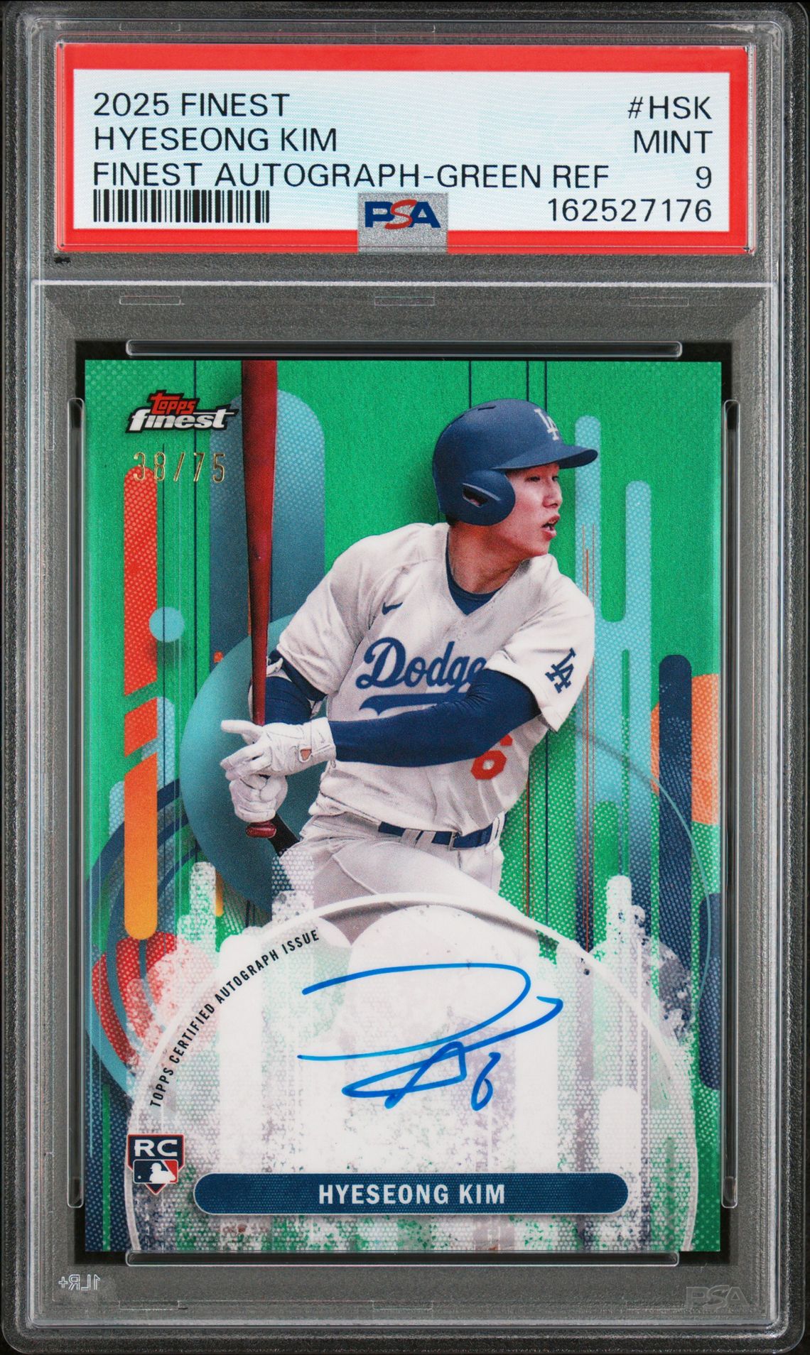 2025 Topps Finest Finest Autographs Hyeseong Kim #Hsk (Finest Autograph-Green Ref) Mint 9 front