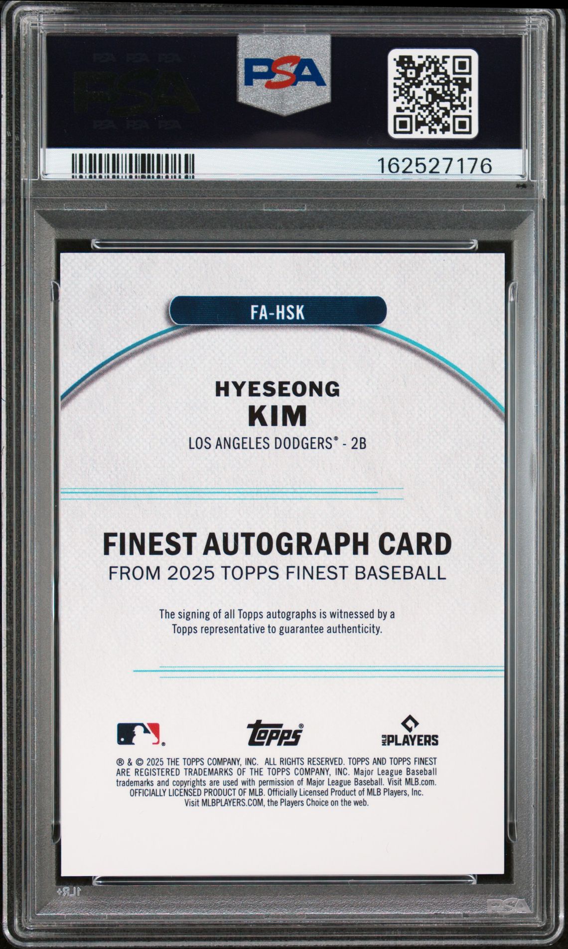 2025 Topps Finest Finest Autographs Hyeseong Kim #Hsk (Finest Autograph-Green Ref) Mint 9 back
