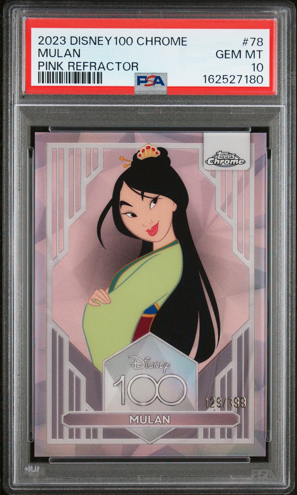 2023 Topps Chrome Disney100 Mulan #78 (Pink Refractor) Gem Mt 10 front