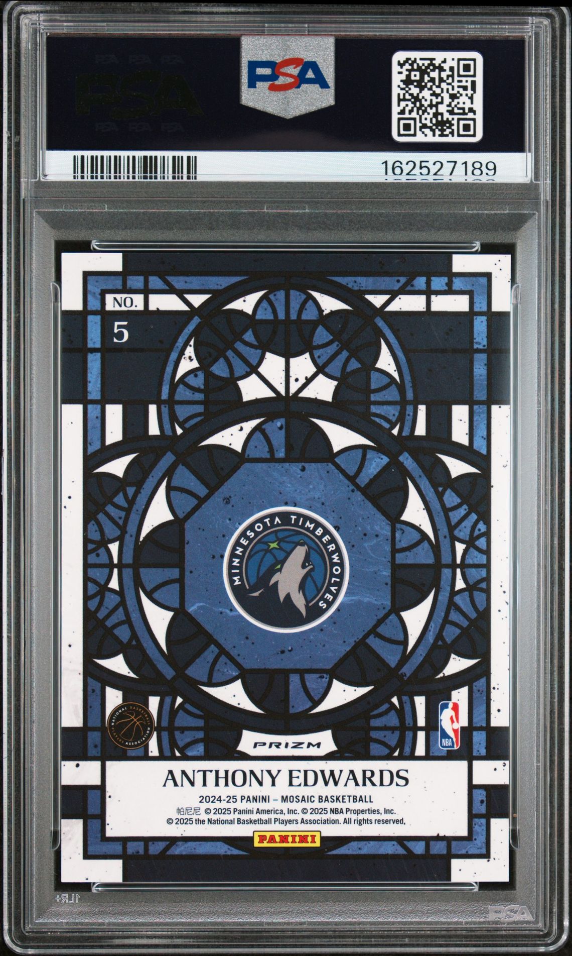 2024 Panini Mosaic Stained Glass Anthony Edwards #5 Nm-Mt 8 back