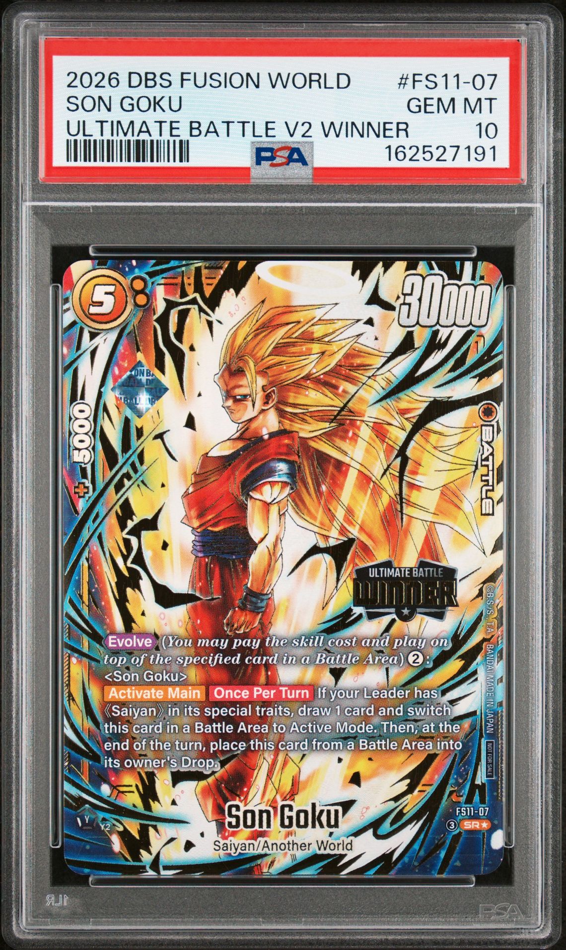 2026 Dragon Ball Super Card Game Fusion World Ultimate Battle Vol.2 Winner Prize Son Goku #Fs11-07 (Ultimate Battle V2 Winner) Gem Mt 10 front