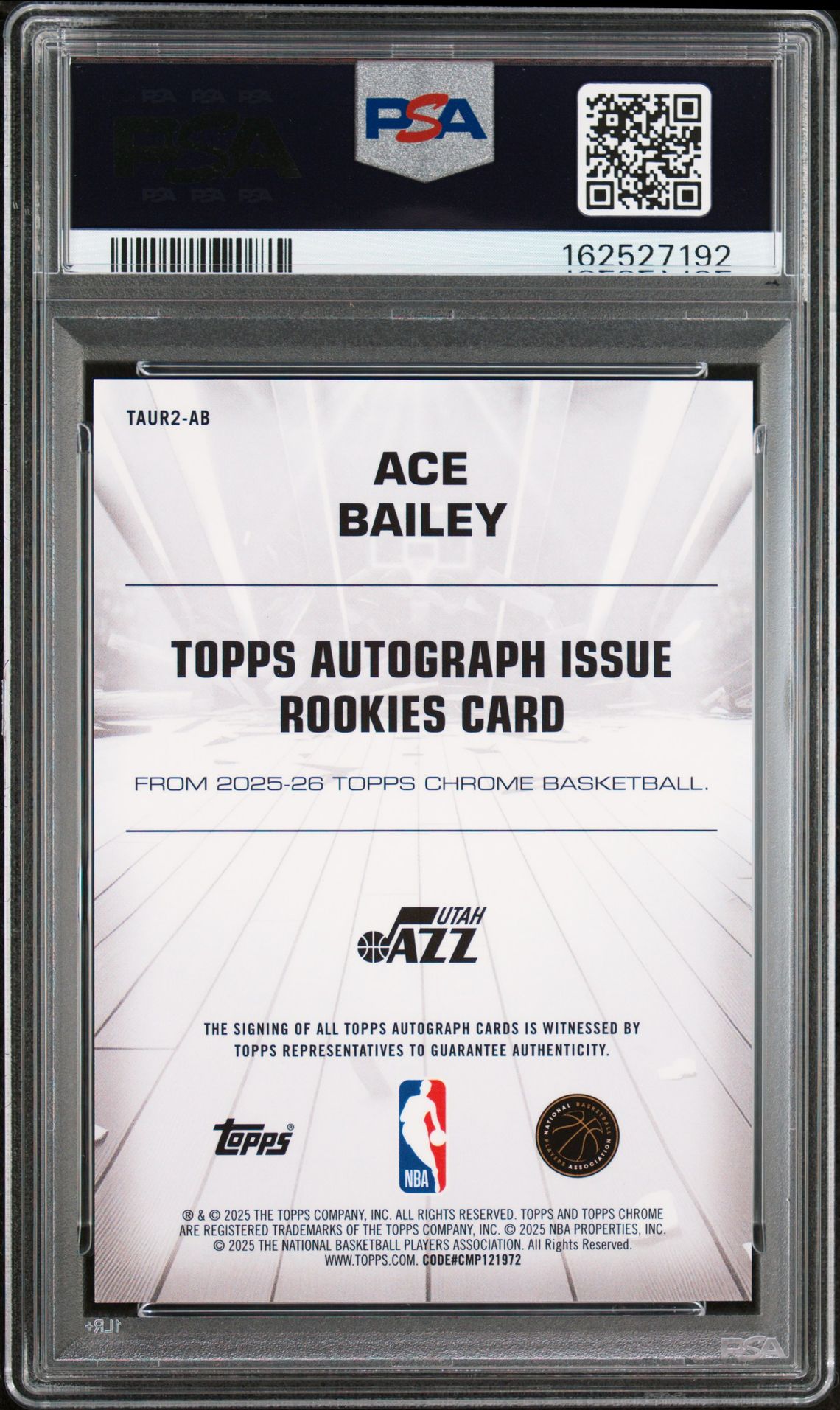 2025 Topps Chrome Autograph Issue Rookies Ace Bailey #Taur2-Ab Mint 9 back