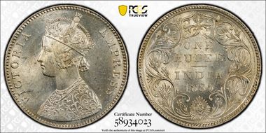 1885-B Rupee SW-6.85 Raised MS64