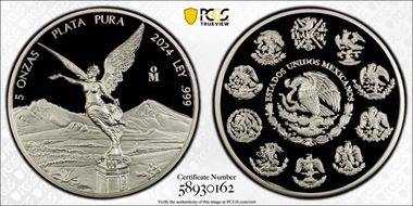 2024-Mo 5 Onza Libertad Ag PR70DCAM