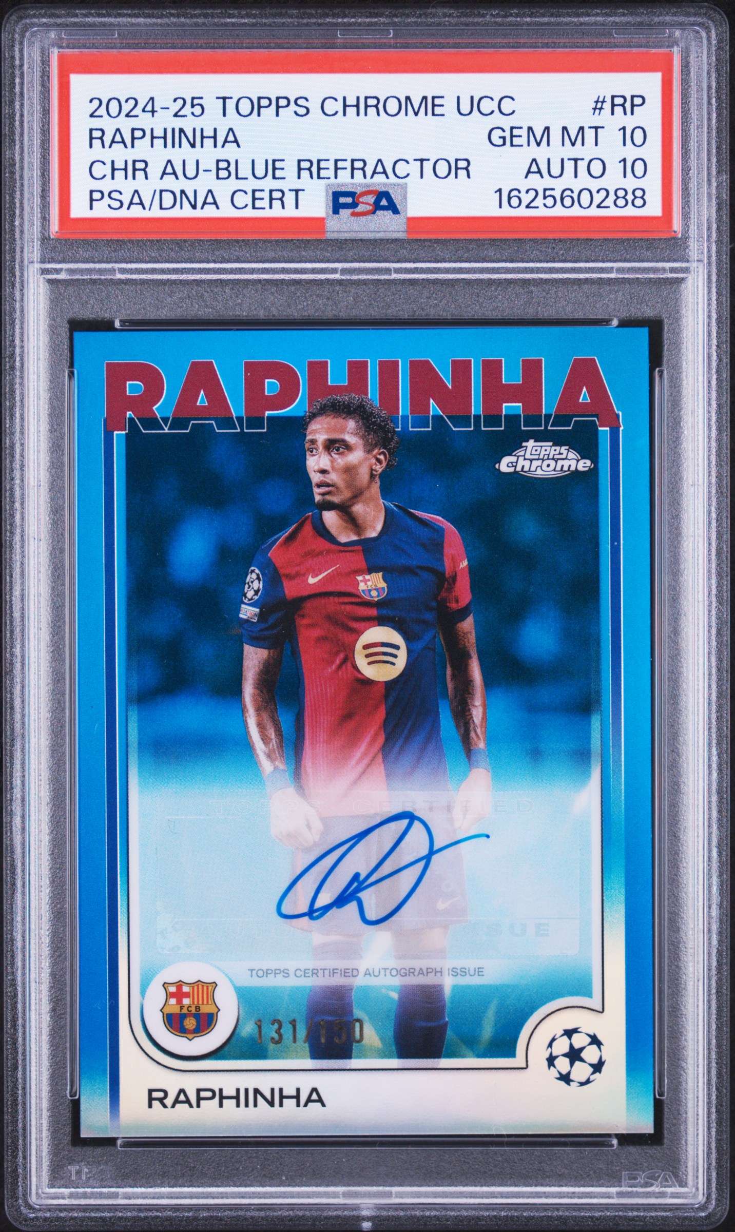 2024 #RP Raphinha PSA 10 Topps Chrome UEFA Club Competitions Chrome Autographs
