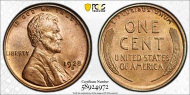 1928-S 1C MS64RB