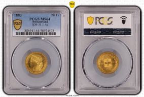 1883 20 Fr KM-31.1  Au MS64
