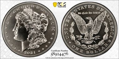 2021-D $1 Morgan Dollar 100th Anniversary MS69