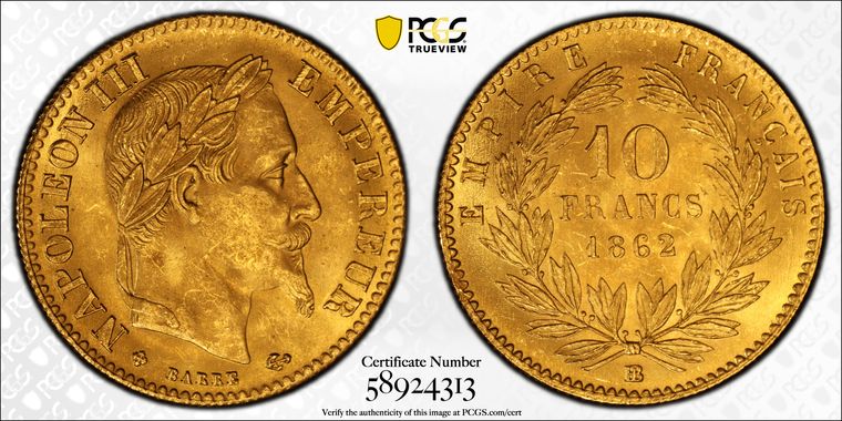 PCGS Certificate Verification Coin Details for Cert #58924313