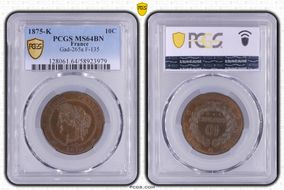 1875-K 10C Gad-265a F-135 MS64BN