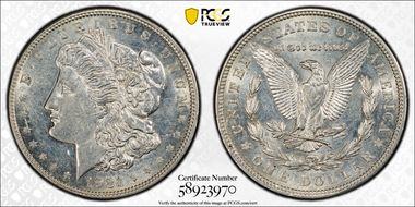 1921 $1 Morgan AU58