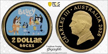 2026 $2 Bluey Colorized AlBr PR70DCAM