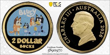 2026 $2 Bluey Colorized AlBr PR70DCAM