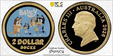 2026 $2 Bluey Colorized AlBr PR70DCAM