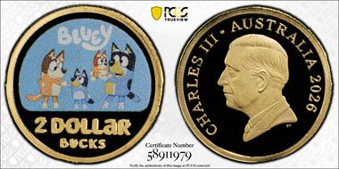 2026 $2 Bluey Colorized AlBr PR70DCAM
